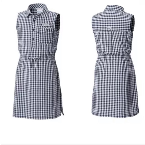Columbia Other - COLUMBIA XL dress PFG Gingham Navy White Bonehead